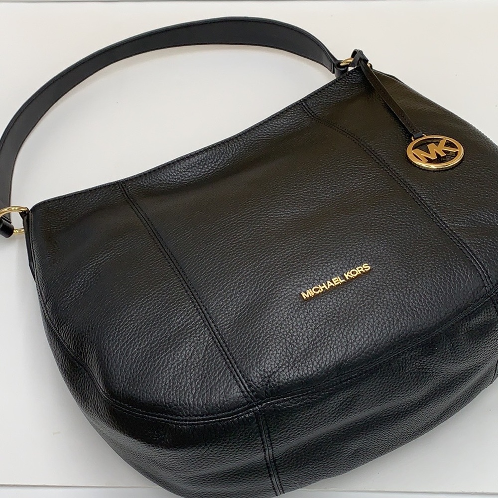 MICHAEL KORS BROOKE LARGE HOBO SHLDR LEATHER BLACK COLOR - Picture 11 of 16
